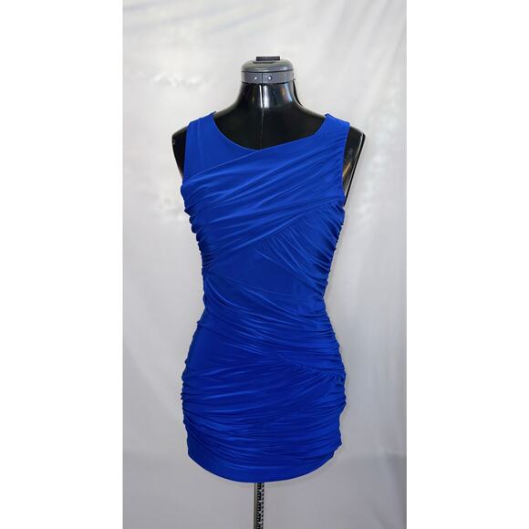 Soprano Cobalt Blue Ruched Above Knee Dress Size S - Picture 2 of 5